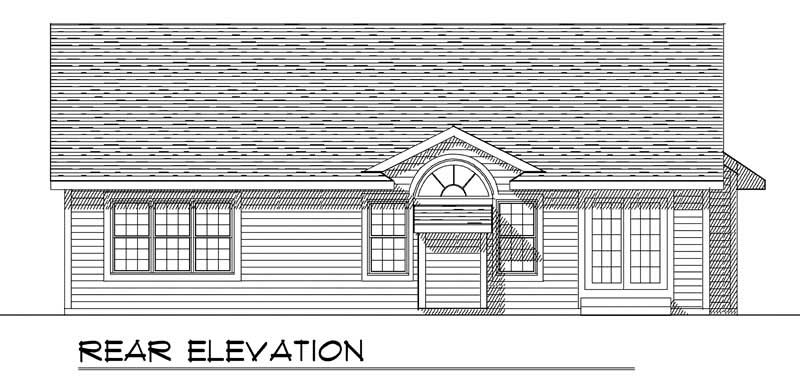 Home Plan Rear Elevation of this 3-Bedroom,1370 Sq Ft Plan -101-1149