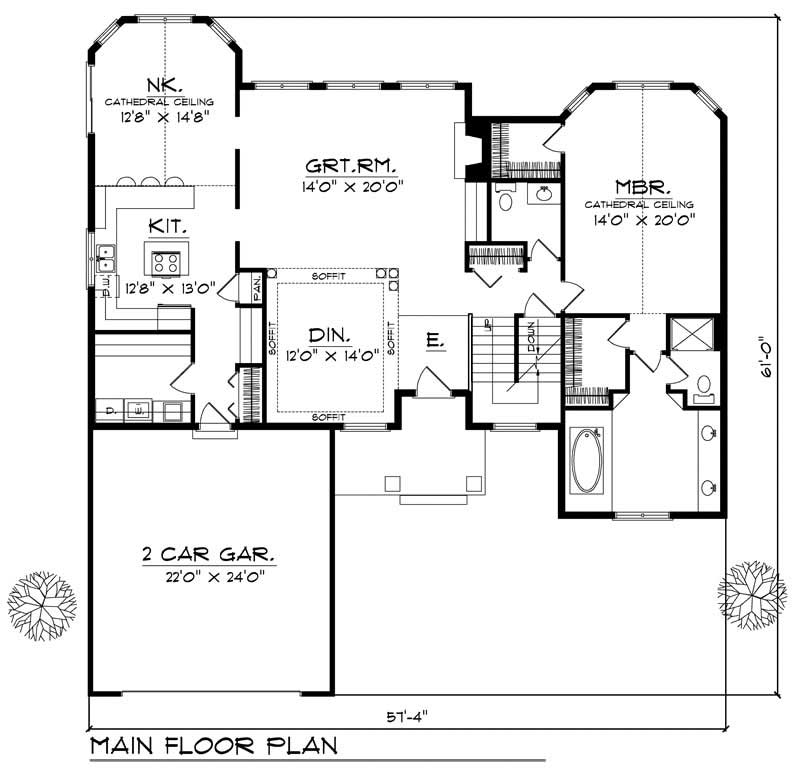 Floor Plan First Story of Craftsman Plan #101-1152
