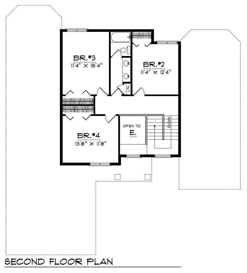Floor Plan Second Story of Craftsman Plan #101-1152