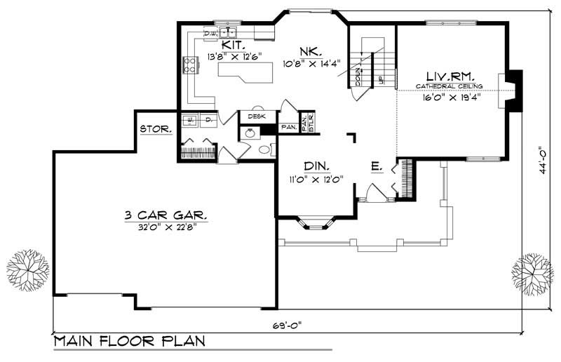 Floor Plan First Story of Country Plan #101-1153