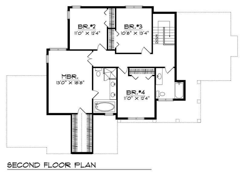 Floor Plan Second Story of Country Plan #101-1153