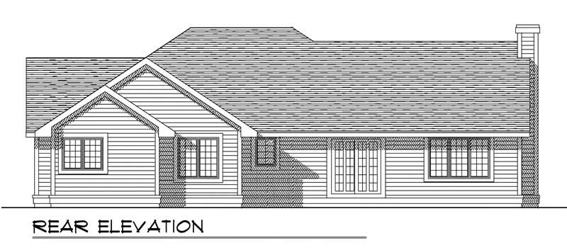 Home Plan Rear Elevation of this 3-Bedroom,2012 Sq Ft Plan -101-1154