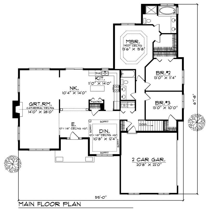 Floor Plan First Story of Craftsman Plan #101-1154