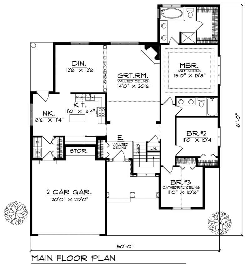 Floor Plan First Story of Bungalow Plan #101-1155