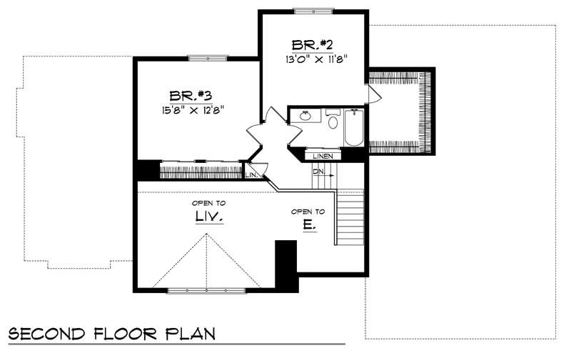 Floor Plan Second Story of Ranch Plan #101-1157