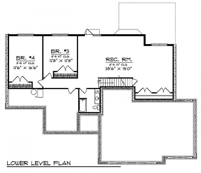 Floor Plan Basement of Ranch Plan #101-1159