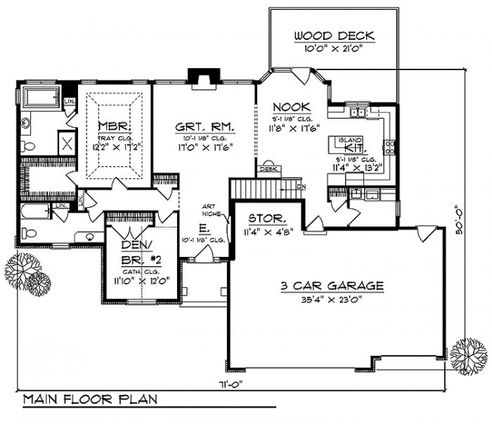 Floor Plan First Story of Ranch Plan #101-1159