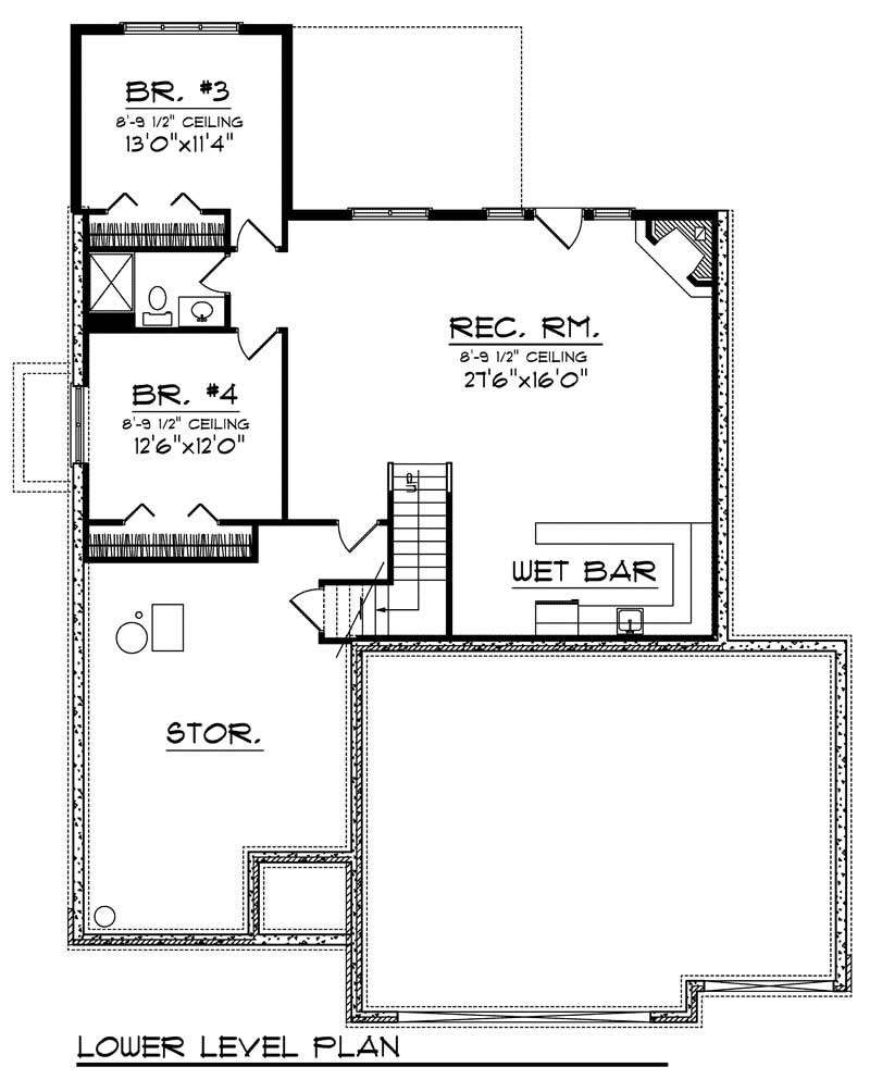 Floor Plan Basement of Ranch Plan #101-1160