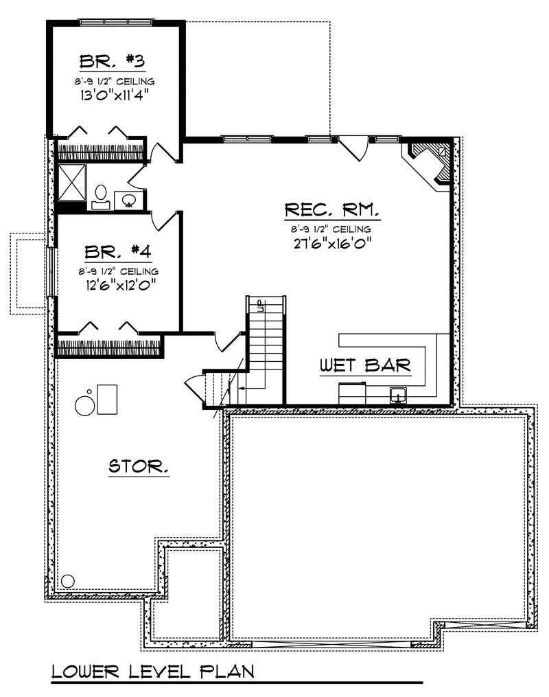 Floor Plan Basement of Ranch Plan #101-1161