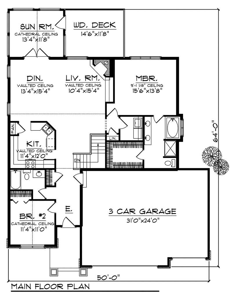 Floor Plan First Story of Ranch Plan #101-1161