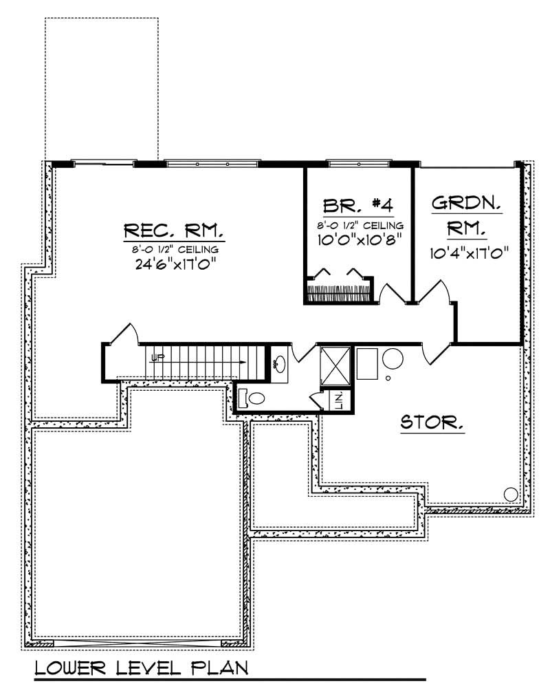 Floor Plan Basement of Ranch Plan #101-1163