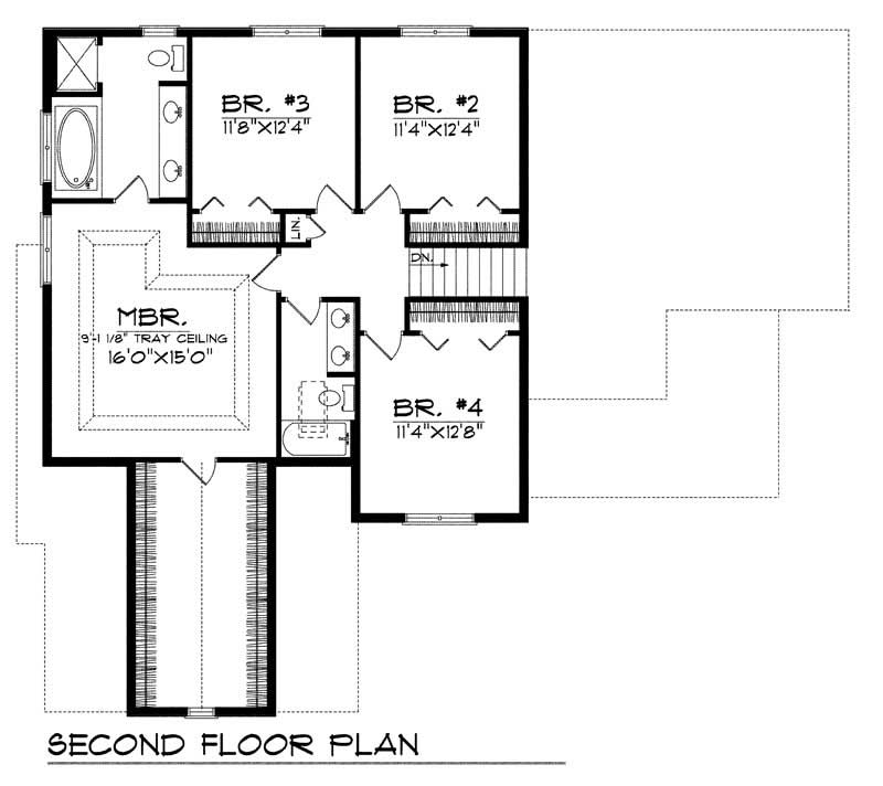 Floor Plan Second Story of Country Plan #101-1166