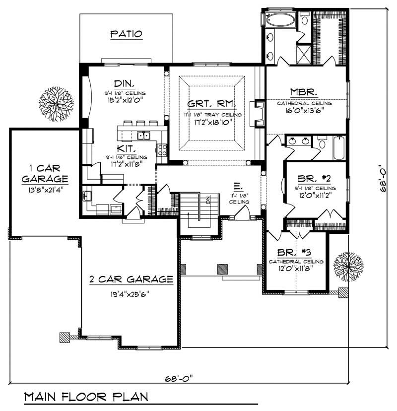 Floor Plan First Story of European Plan #101-1179