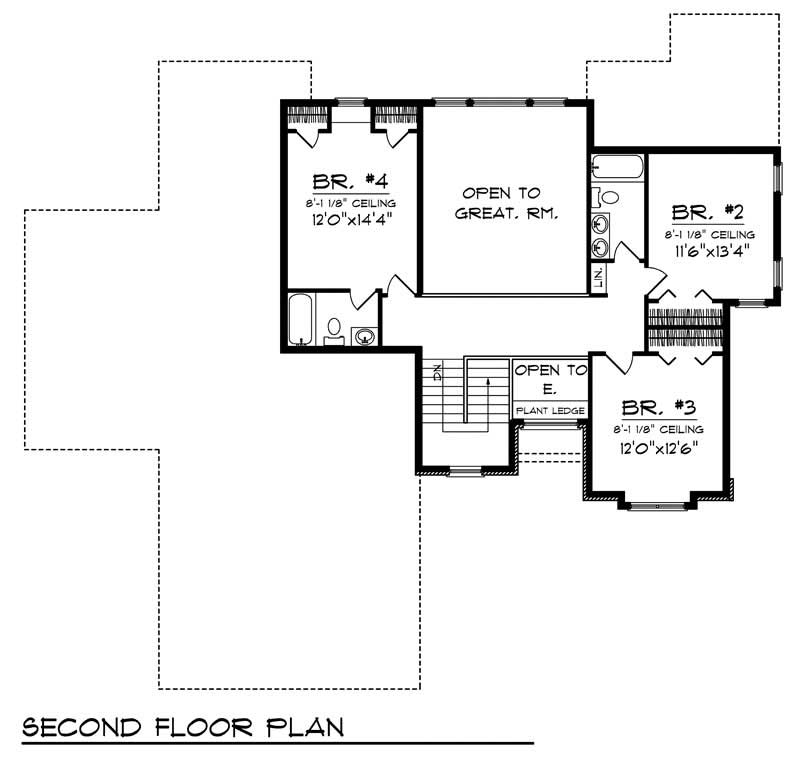 Floor Plan Second Story of Ranch Plan #101-1183