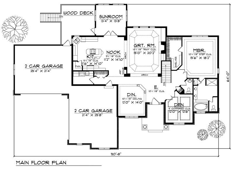 Floor Plan First Story of Craftsman Plan #101-1185