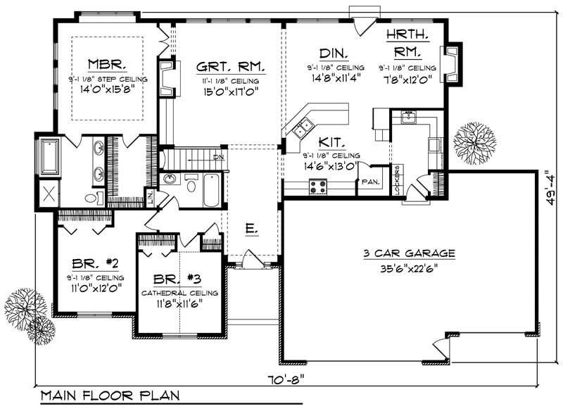 Floor Plan First Story of Ranch Plan #101-1189