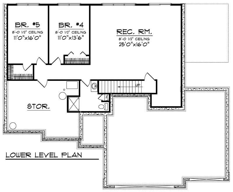 Floor Plan Basement of Ranch Plan #101-1190