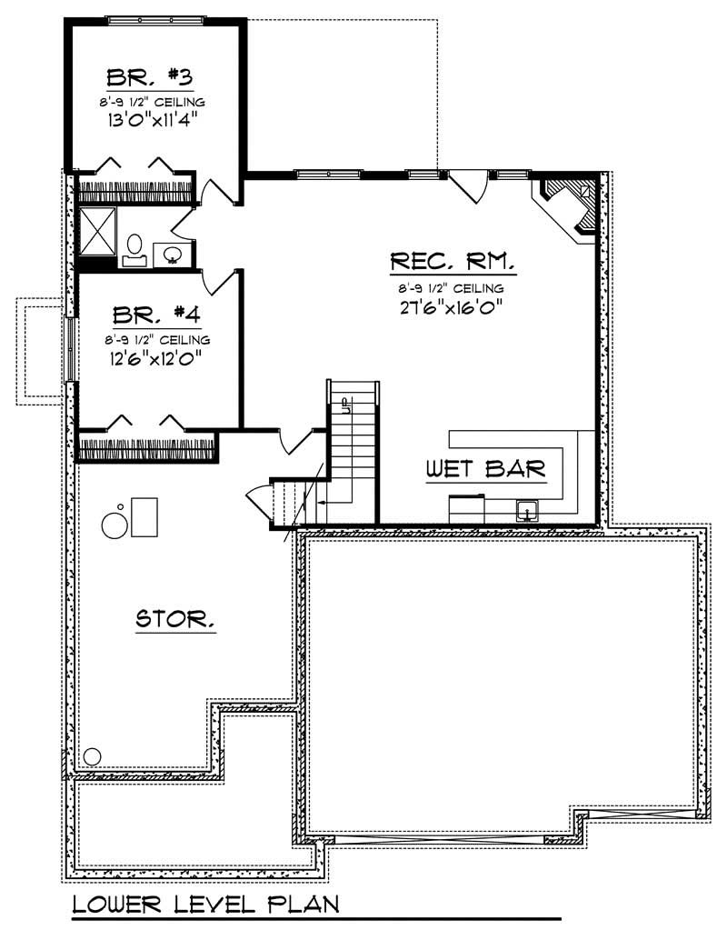 Floor Plan Basement of Bungalow Plan #101-1192
