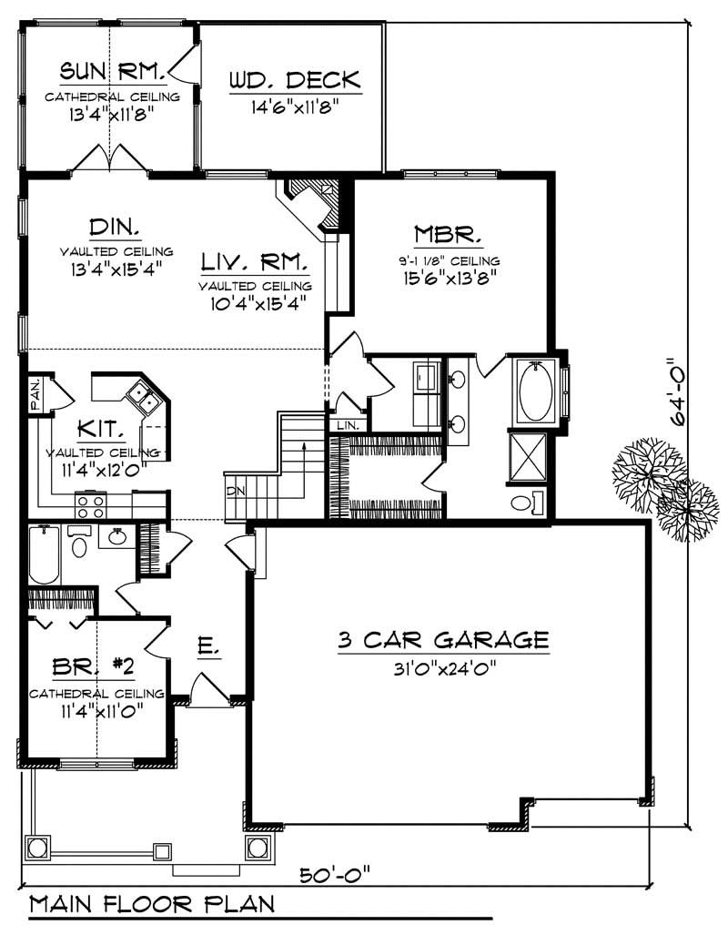Floor Plan First Story of Bungalow Plan #101-1192