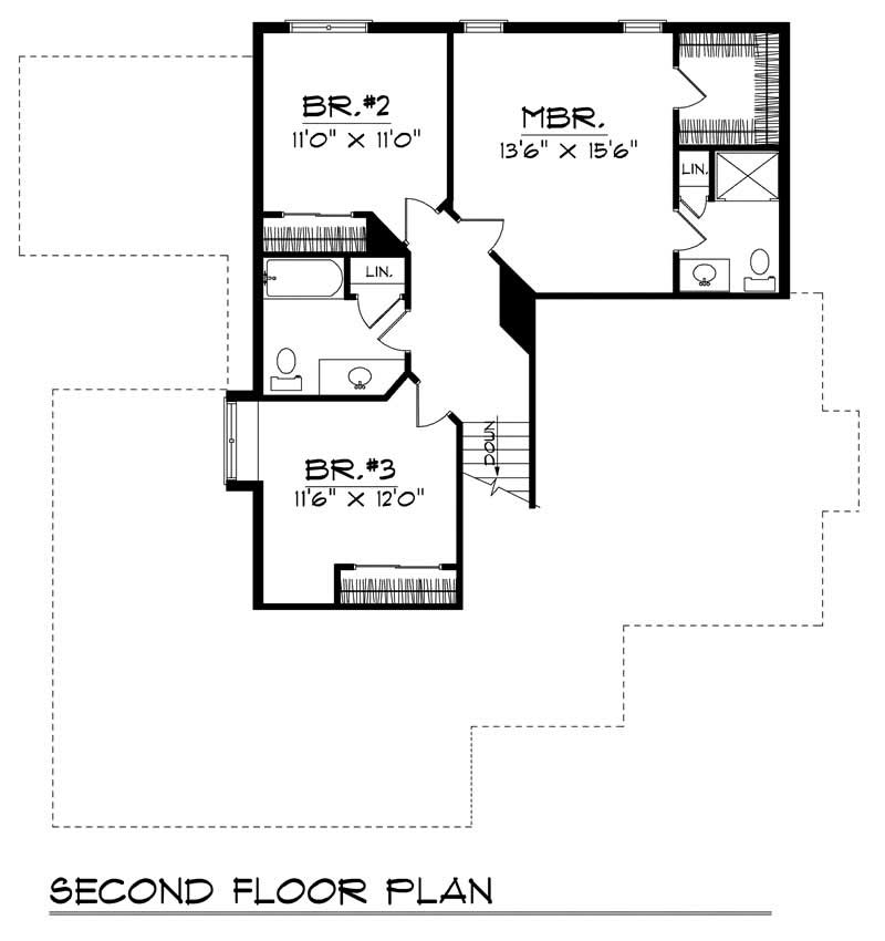 Floor Plan Second Story of Country Plan #101-1194