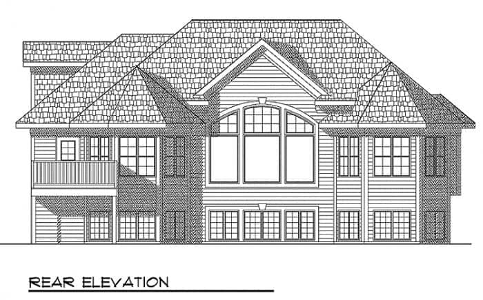 Home Plan Rear Elevation of this 2-Bedroom,1878 Sq Ft Plan -101-1195