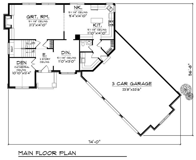 Floor Plan First Story of Ranch Plan #101-1196