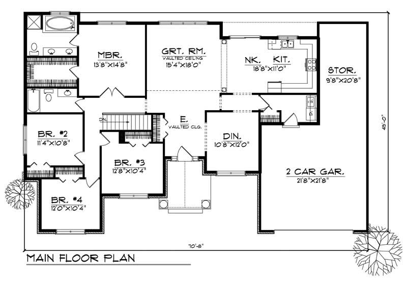Floor Plan First Story of Ranch Plan #101-1197