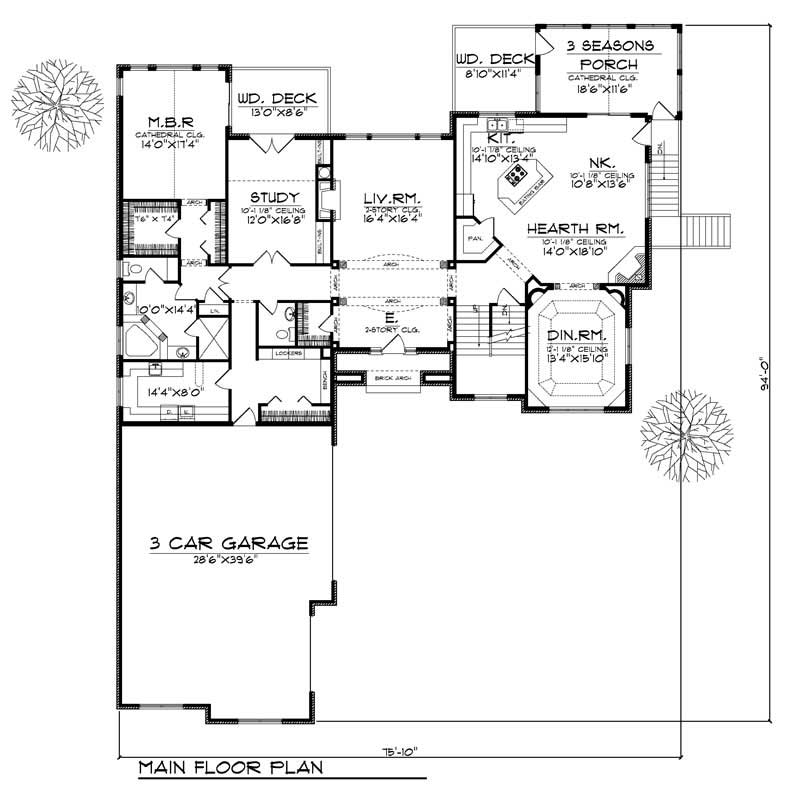 Floor Plan First Story of Country Plan #101-1201