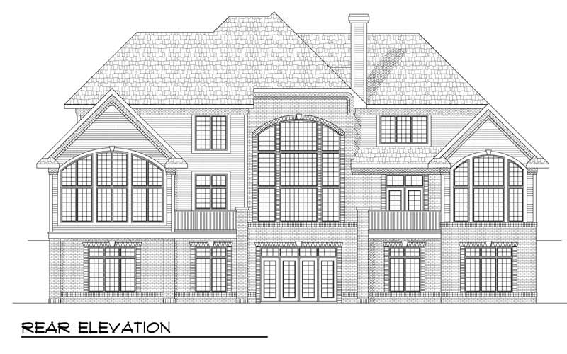 Home Plan Rear Elevation of this 4-Bedroom,3800 Sq Ft Plan -101-1201
