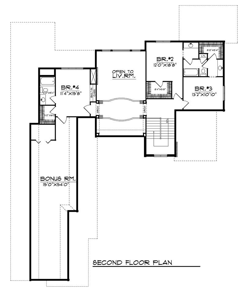 Floor Plan Second Story of Country Plan #101-1201