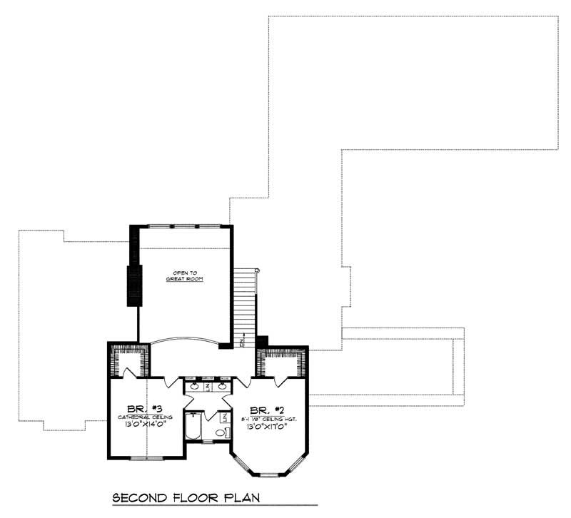 Floor Plan Basement of Colonial Plan #101-1203