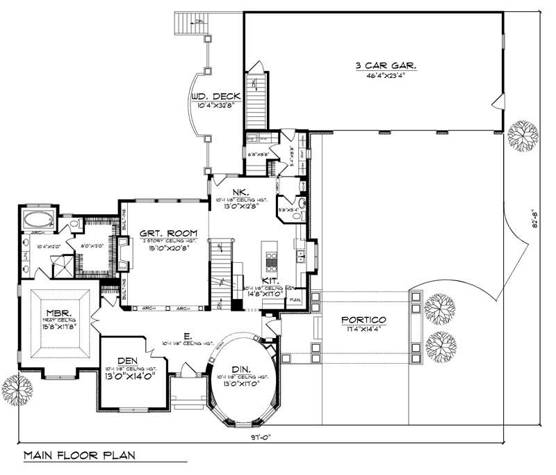 Floor Plan First Story of Colonial Plan #101-1203