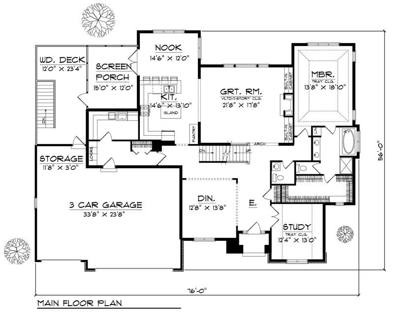 Floor Plan First Story of Craftsman Plan #101-1204