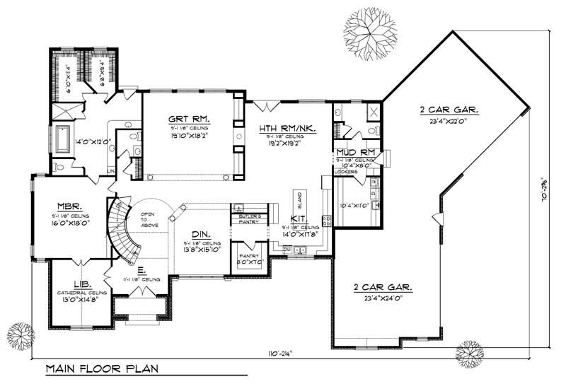 Floor Plan First Story of European Plan #101-1205