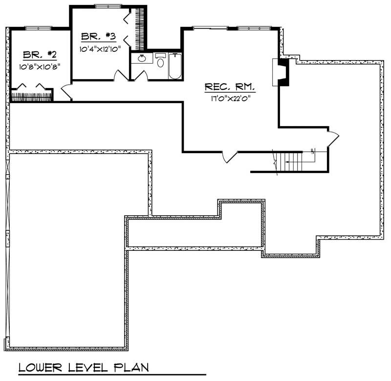 Floor Plan Basement of Ranch Plan #101-1206