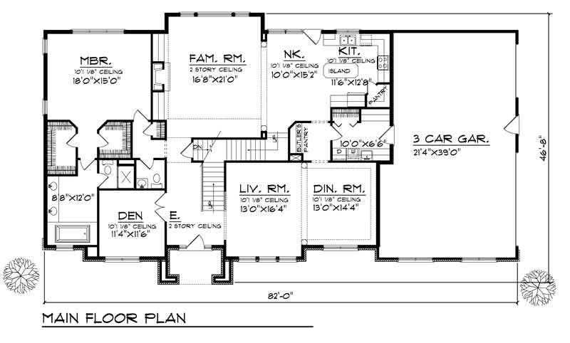 Floor Plan First Story of European Plan #101-1207