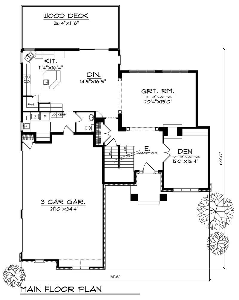 Floor Plan First Story of Craftsman Plan #101-1210