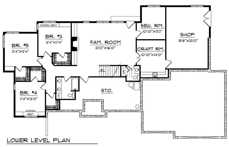 Floor Plan Basement of Ranch Plan #101-1211