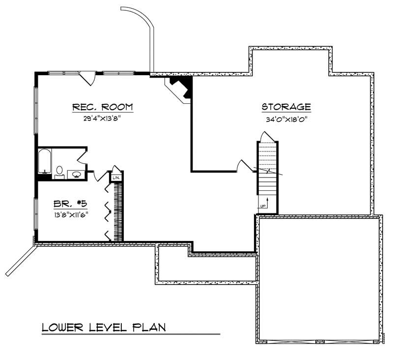 Floor Plan Basement of Ranch Plan #101-1213