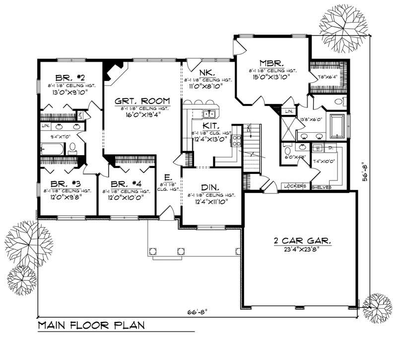 Floor Plan First Story of Ranch Plan #101-1213