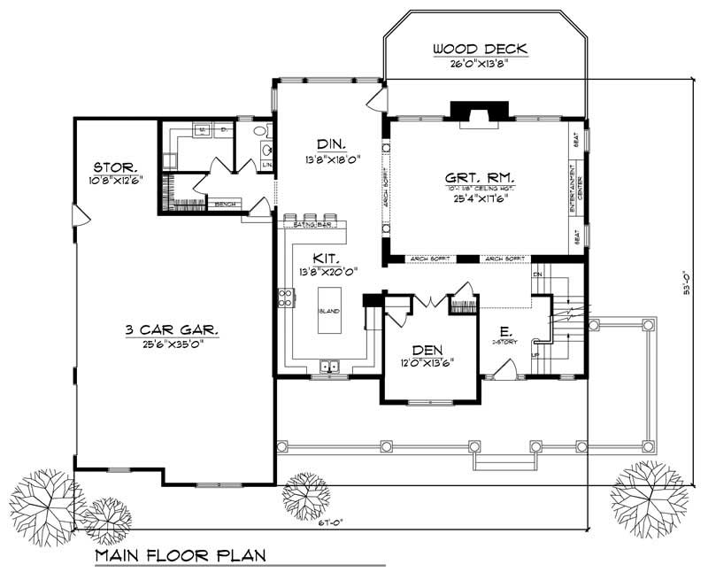 Floor Plan First Story of Country Plan #101-1215