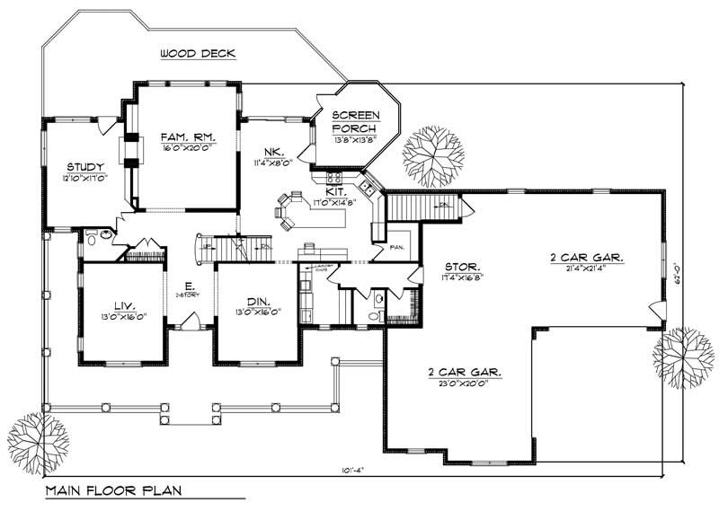 Floor Plan First Story of Country Plan #101-1218
