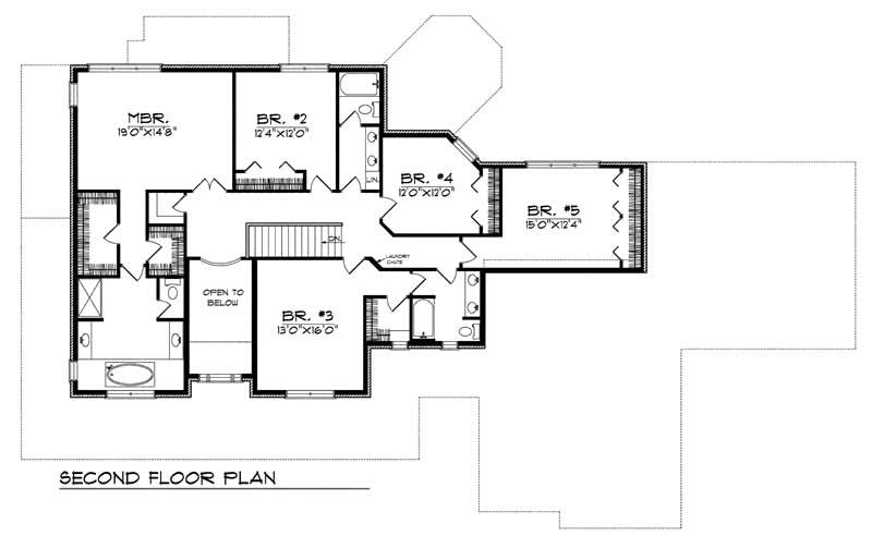 Floor Plan Second Story of Country Plan #101-1218