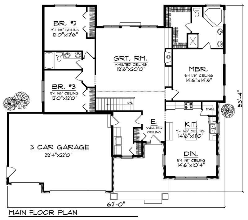 Floor Plan First Story of Country Plan #101-1219