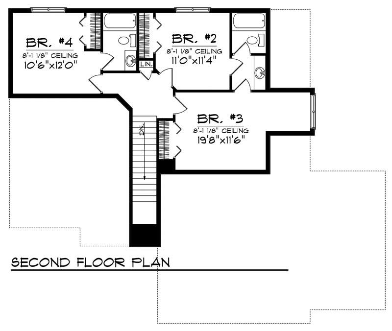 Floor Plan Second Story of Country Plan #101-1220