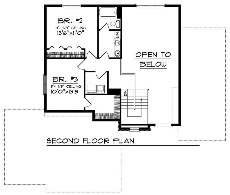 Floor Plan Second Story of French Plan #101-1221