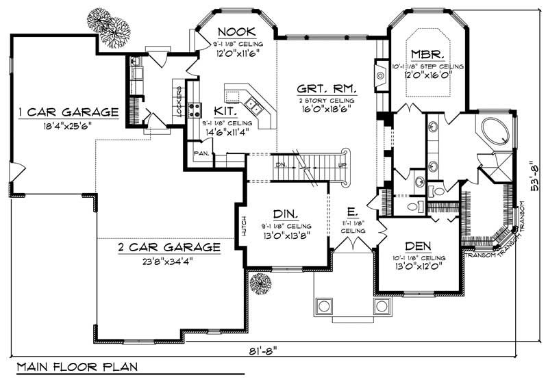 Floor Plan First Story of European Plan #101-1224