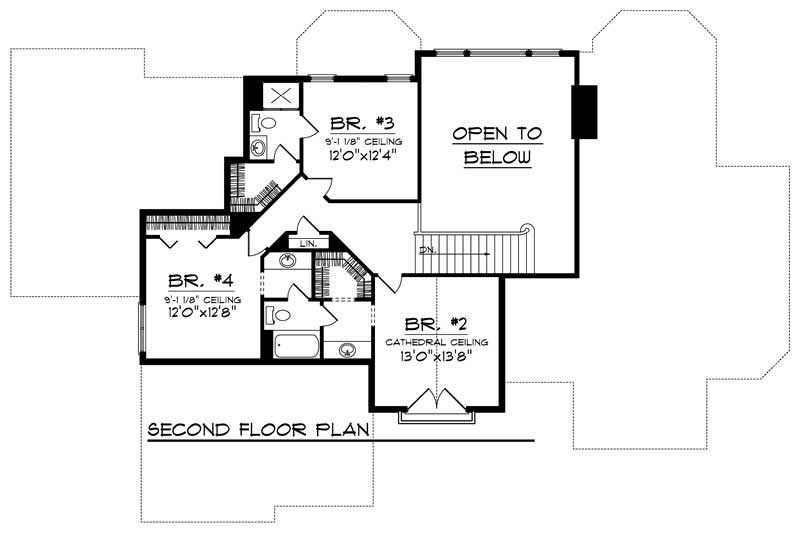 Floor Plan Second Story of European Plan #101-1224
