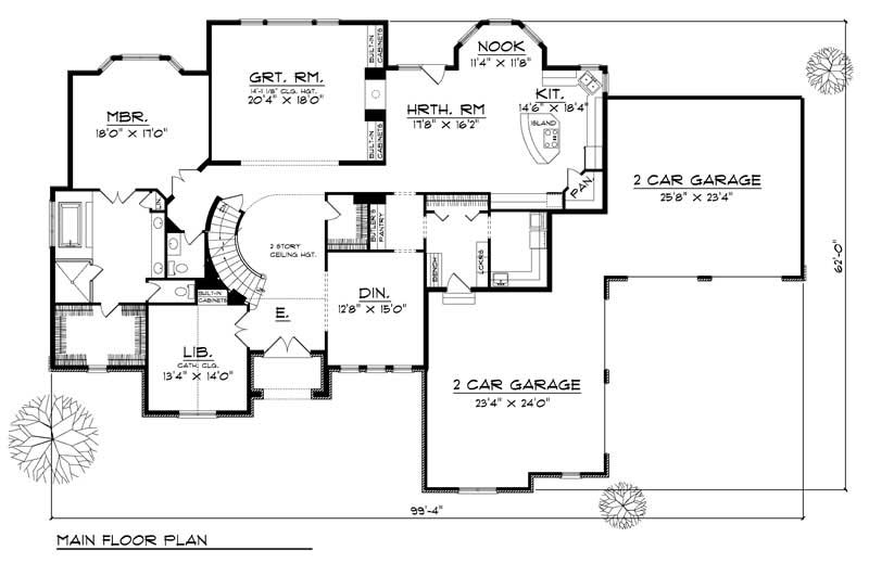 Floor Plan Second Story of European Plan #101-1225