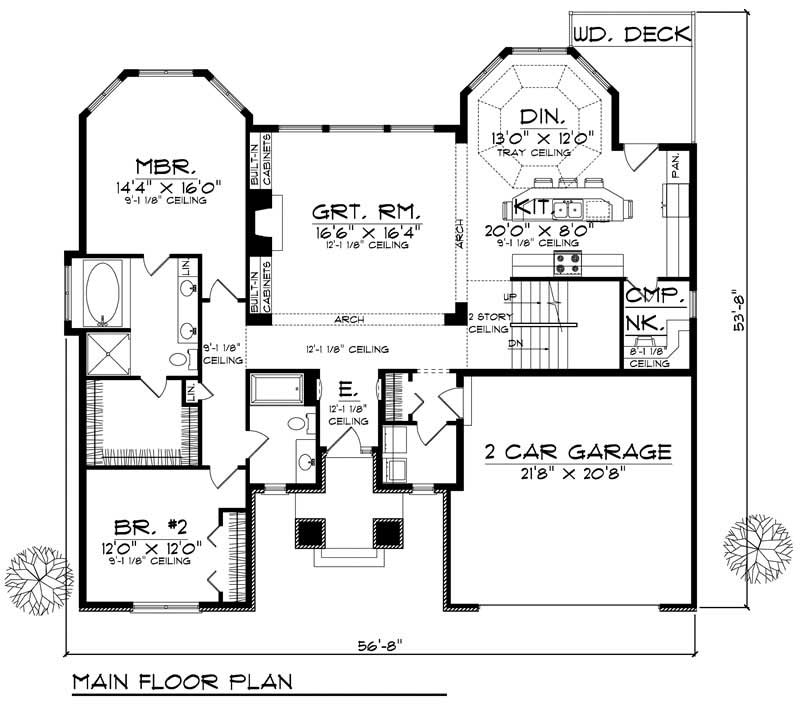 Floor Plan First Story of Ranch Plan #101-1227